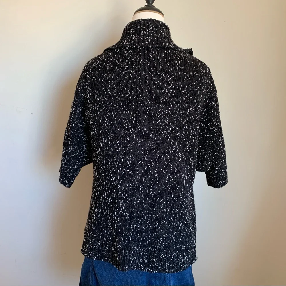 Coldwater Creek Short Sleeve Black White Knit Cardigan Sweater Size Medium 10-12 - Picture 7 of 12